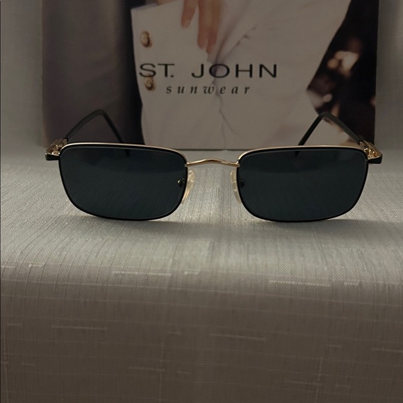St. John Gold Frame Sunglasses with Dark Lenses. S-523 BLK - Picture 1 of 5